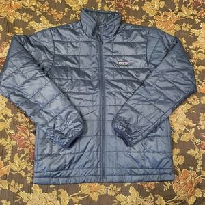 Patagonia Kids Nano Puff Brick Quilt Jacket size XXL 16/18 Navy Blue